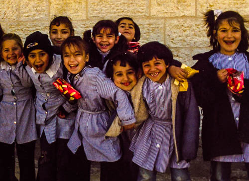 School girls in the West Bank village of Deir Ibzia
